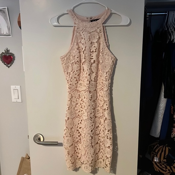 Blush Pink Lace Mini Dress - Picture 4 of 6